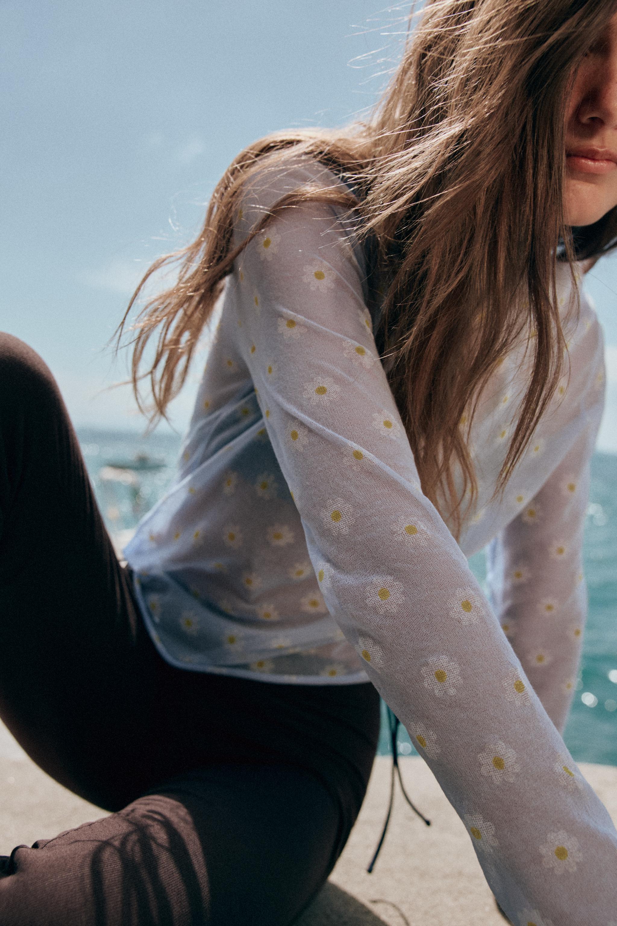 SHEER FLORAL KNIT TOP